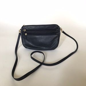 100% leather dark Blue purse with strap